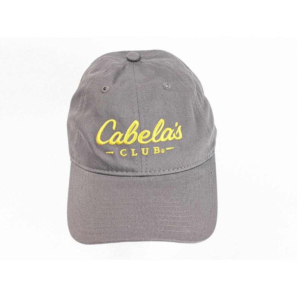 Cabela's Club Baseball Cap Hat Gray Yellow Adjustable One Size Fits Most